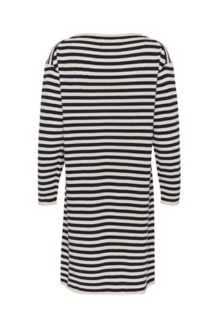 Vestido-camisola em lã - Azul-noite e cru