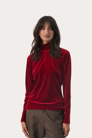 Camisola interior em veludo - Vermelho