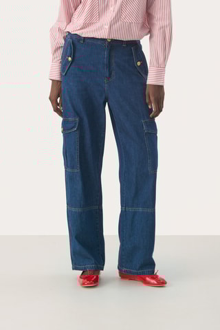 Calças de ganga cargo - Azul-escuro