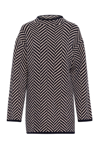 Camisola de lã - Azul-marinho e bege