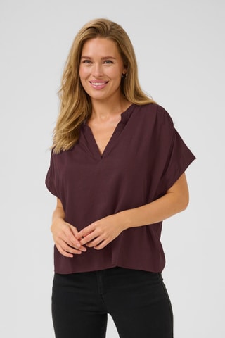 Blusa em linho - Castanho-escuro