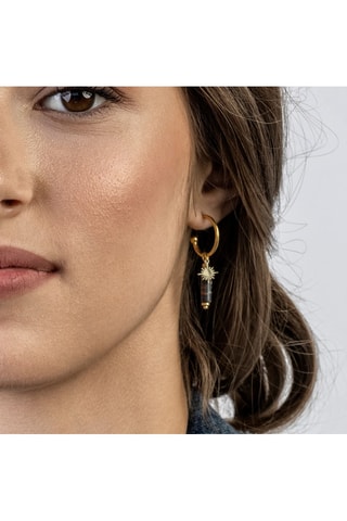 Pendientes Margaret - Acero inoxidable, turmalina y jaspe 