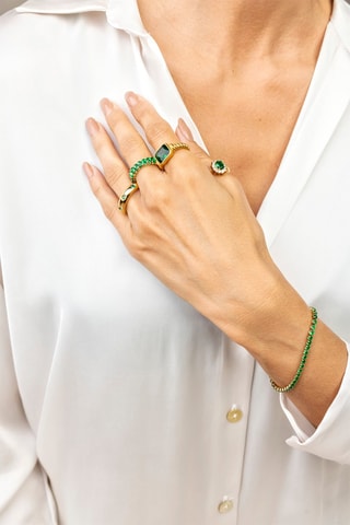 Anillo - Dorado y verde - 1,7 cm - Marc Malone