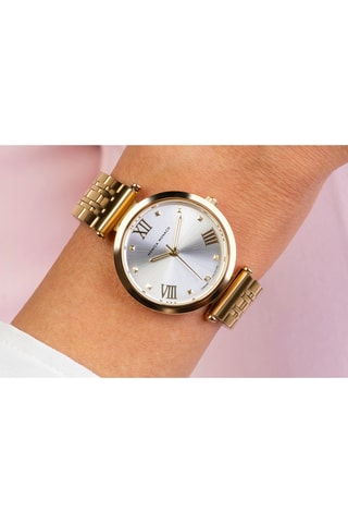 Reloj de cuarzo de acero y diamante