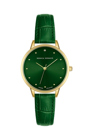 Reloj de cuarzo de piel y diamante - Monica Monaco