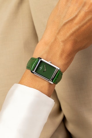 Reloj de cuarzo de piel - Verde y plateado - Frederic Graff