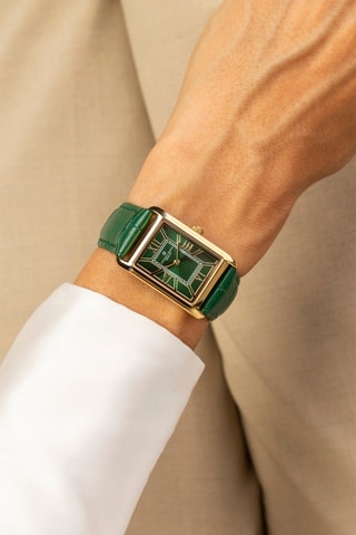 Reloj de cuarzo de piel - Verde y dorado - Frederic Graff