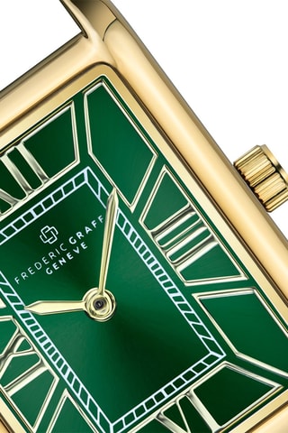 Reloj de cuarzo de piel - Verde y dorado - Frederic Graff