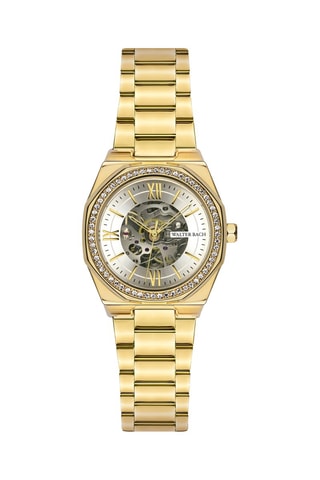 Reloj automático de silicona y chapado en ion de oro amarillo - Walter Bach