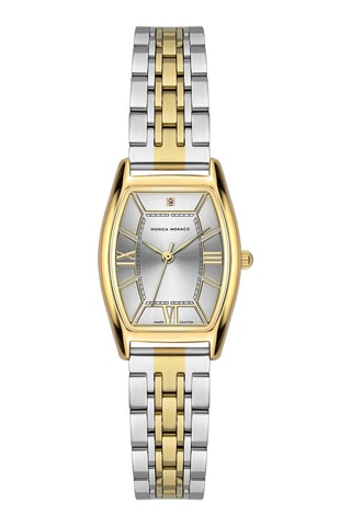 Reloj de cuarzo de acero y diamante - Dorado y plateado