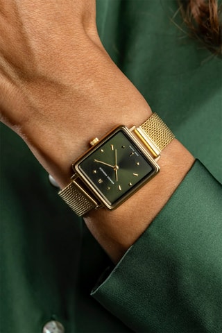 Reloj de cuarzo de acero y diamante - Dorado y verde