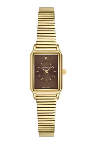 Reloj de cuarzo de acero y diamante