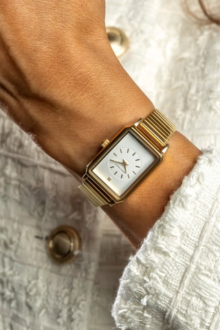 Reloj de cuarzo de acero y diamante