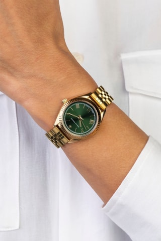 Reloj de cuarzo de acero y diamante - Dorado