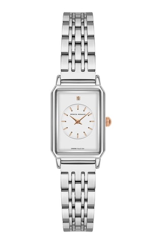 Reloj de cuarzo de acero y diamante