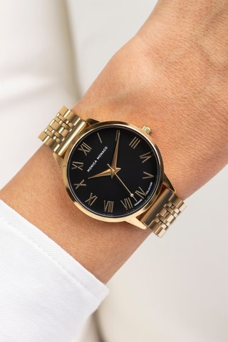 Reloj de cuarzo de acero y diamante - Dorado y negro