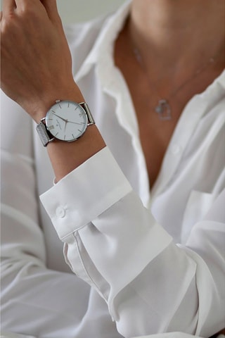 Reloj de cuarzo de acero - Plateado y blanco - Frederic Graff