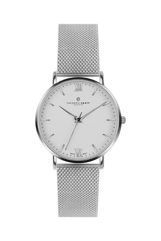 Reloj de cuarzo de acero - Plateado y blanco - Frederic Graff