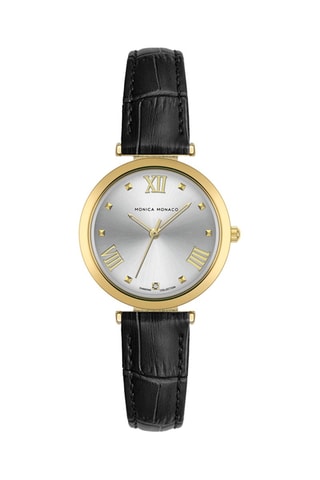 Reloj de cuarzo de piel y diamante