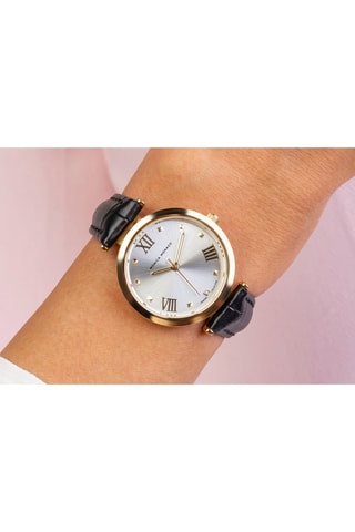 Reloj de cuarzo de piel y diamante