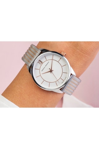 Reloj de cuarzo de acero y diamantes