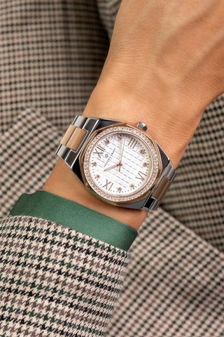 Reloj de cuarzo Ronda de acero - Plateado y rosa dorado - Frederic Graff