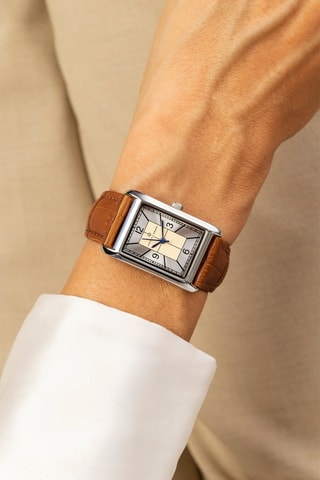 Reloj de cuarzo de piel - Marrón y plateado - Frederic Graff