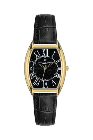 Reloj de cuarzo de piel - Negro y dorado - Frederic Graff