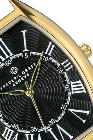 Reloj de cuarzo de piel - Negro y dorado - Frederic Graff