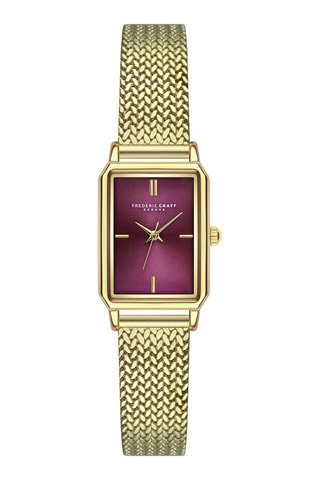 Reloj de cuarzo de acero - Dorado y burdeos - Frederic Graff
