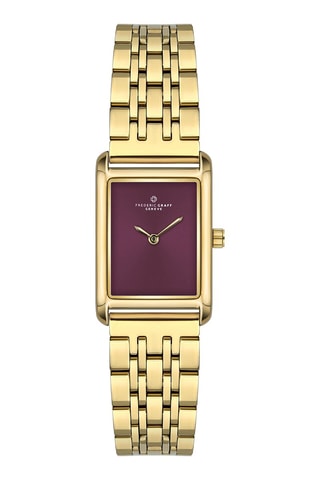 Reloj de cuarzo de acero - Dorado y burdeos - Frederic Graff