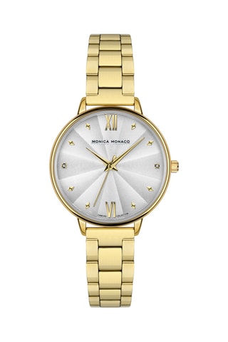 Reloj de cuarzo de acero y diamantes