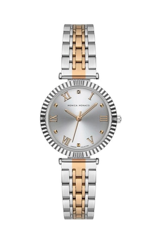 Reloj de cuarzo de acero y diamante