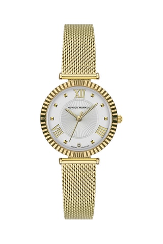 Reloj de cuarzo de acero y diamante