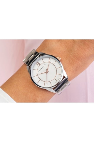 Reloj de cuarzo de acero y diamantes