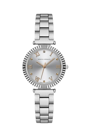 Reloj de cuarzo de acero y diamante