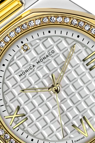 Reloj de cuarzo de acero y diamantes