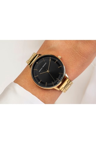 Reloj de cuarzo de acero y diamante