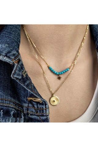 Collar Cecilia - Acero inoxidable y turquesa