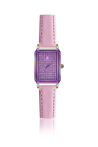 Reloj de cuarzo de piel - Violeta y rosa