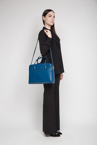 Leren Aktetas Elettra - Donkerblauw 