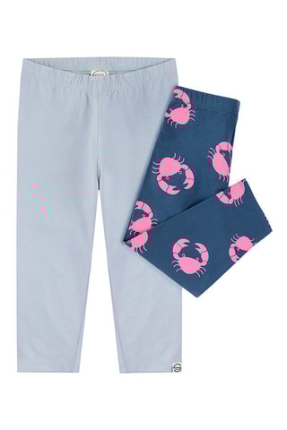 2 Leggings Grijs en Marineblauw