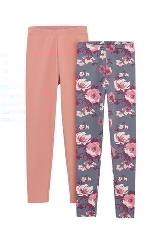 2 Leggings - Roze en Donkergrijs