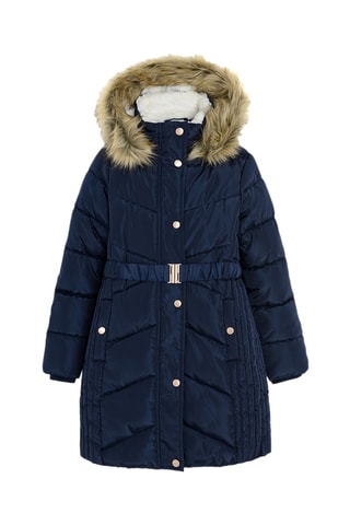 Gewatteerde Jas met Capuchon - Marineblauw