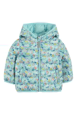 Gewatteerde Jas met Capuchon - Zeegroen