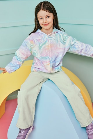 Sweater met Tie and Dye Effect - Lichtgroen en Wit