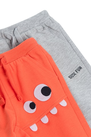 2 Broeken - Oranje en Gemêleerd Grijs