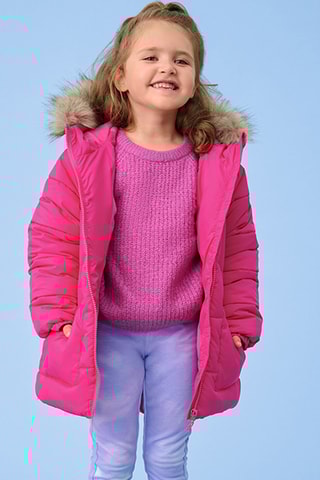 Gewatteerde Jas met Capuchon - Fuchsia