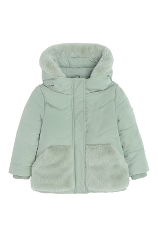 Gewatteerde Jas met Capuchon - Zeegroen