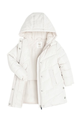 Gewatteerde Jas met Capuchon - Ecru